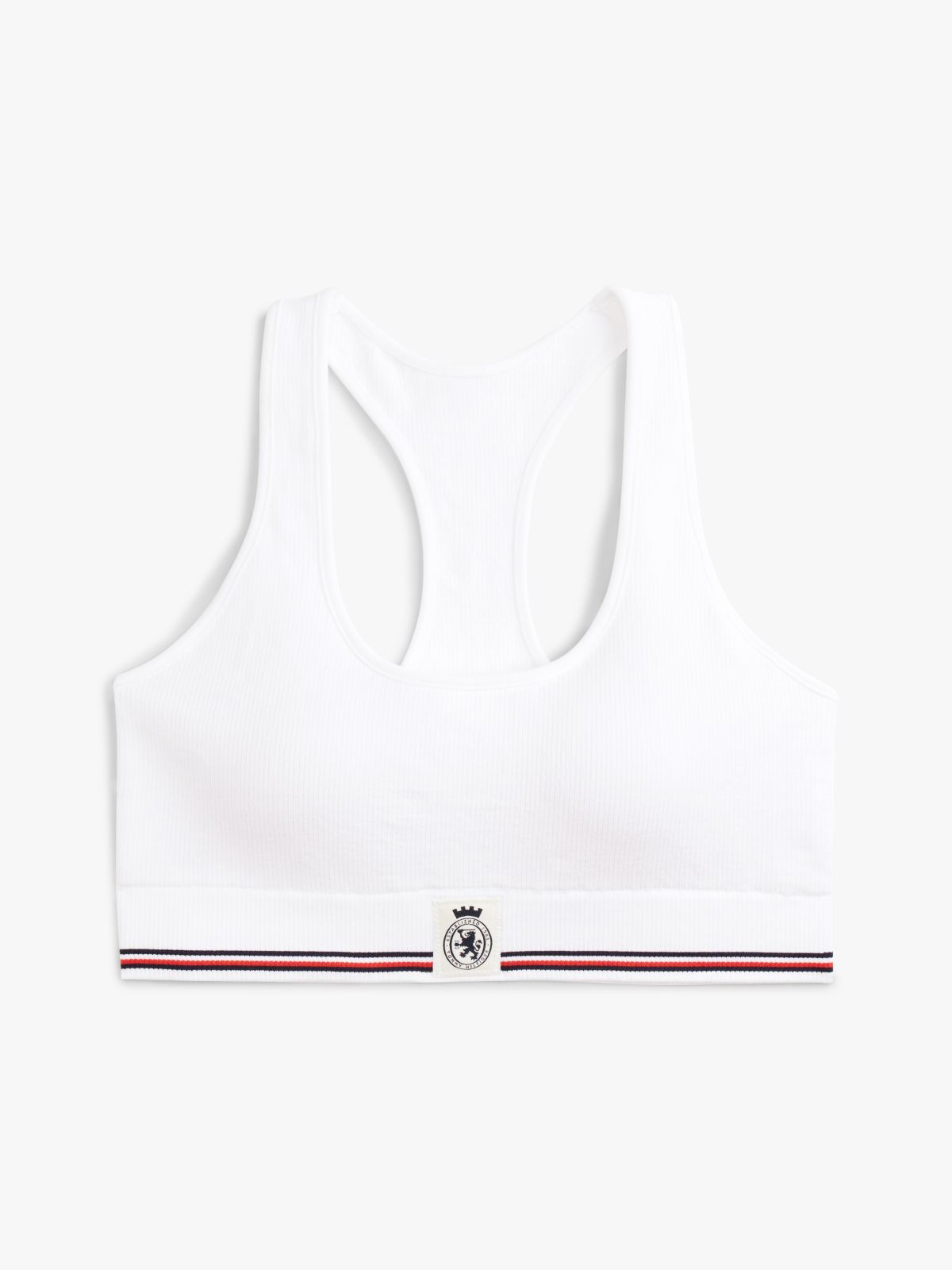 TH Crest Racerback Ribbed Bralette — White