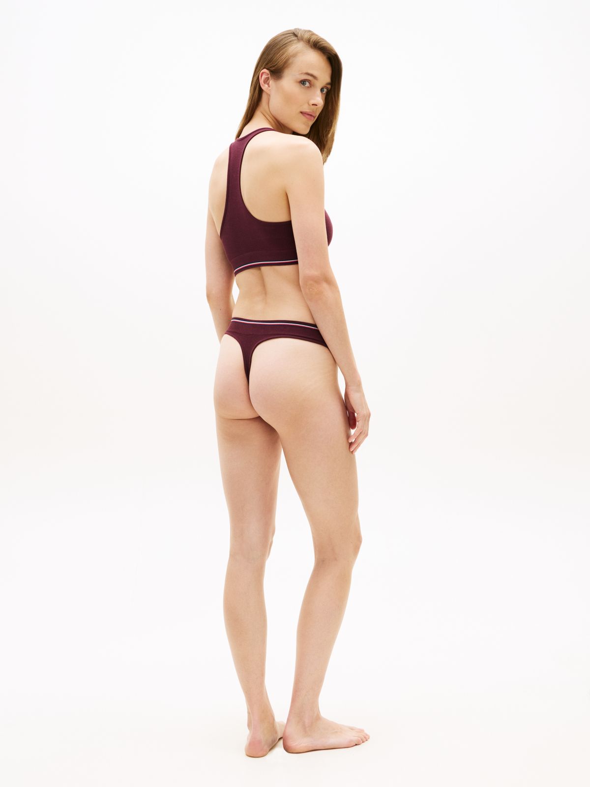 TH Crest Ribbed Thong — Red