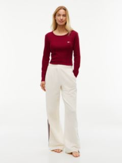 Heritage Ribbed Long Sleeve Lounge T-Shirt — Red 2