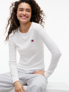 Heritage Ribbed Long Sleeve Lounge T-Shirt — White 3
