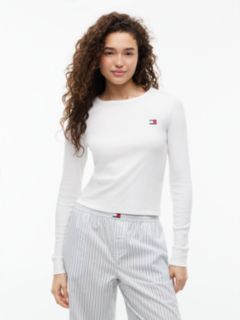 Heritage Ribbed Long Sleeve Lounge T-Shirt — White 1