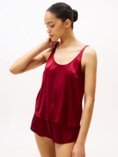 Silk Blend Cami Pyjama Set — Red 2
