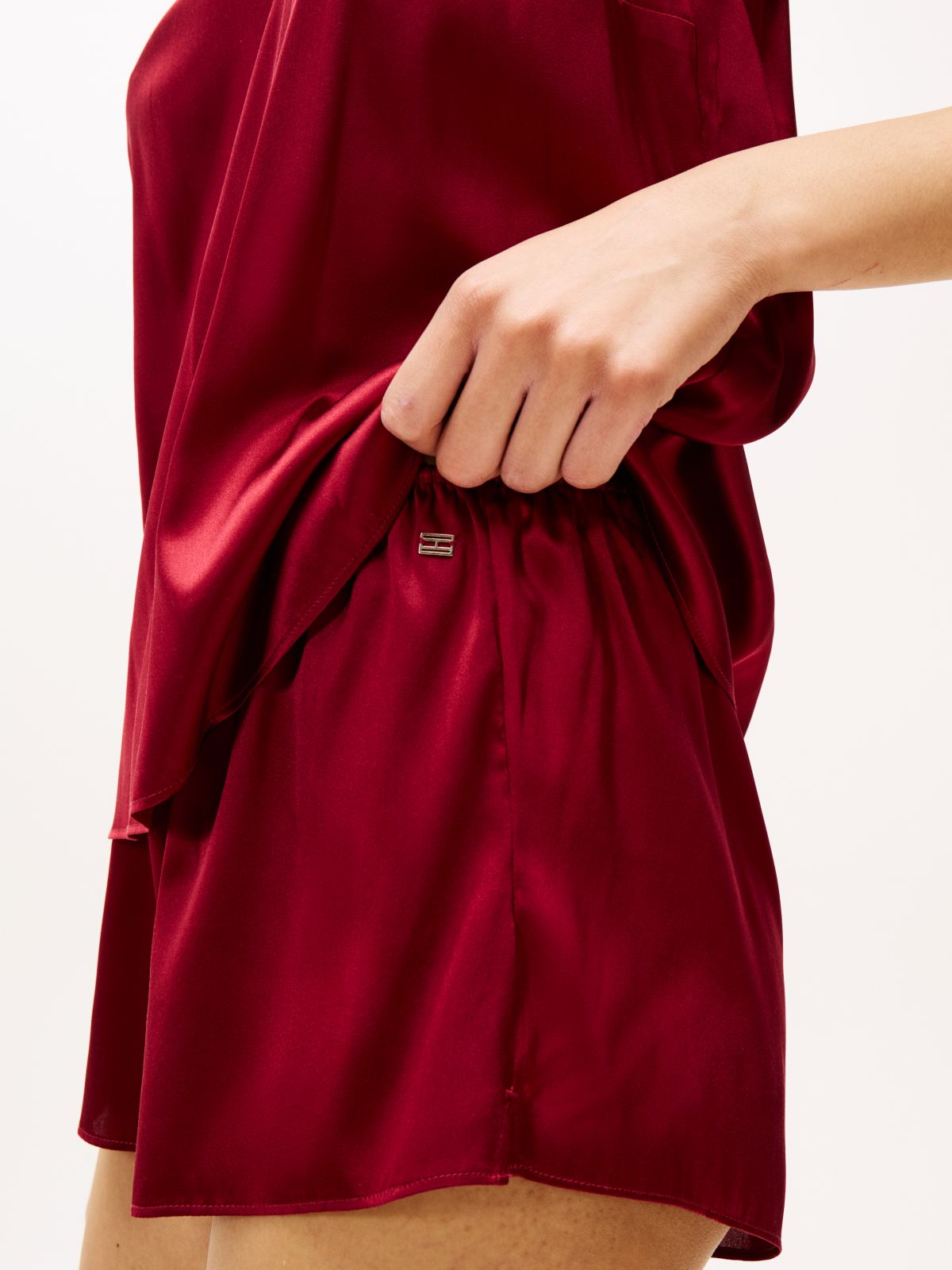 Silk Blend Cami Pyjama Set — Red