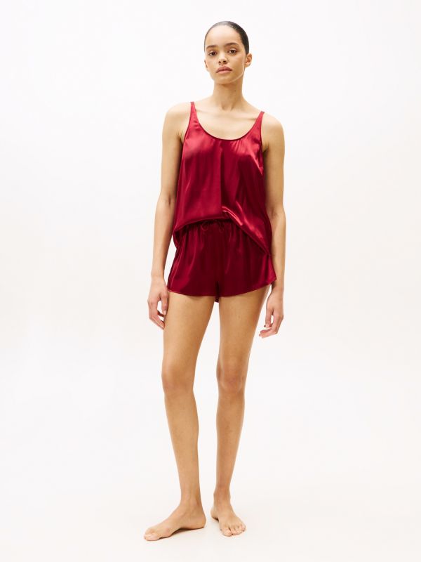 Silk Blend Cami Pyjama Set — Red
