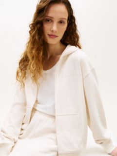 Essential Logo Zip-Thru Lounge Hoody — Beige 2