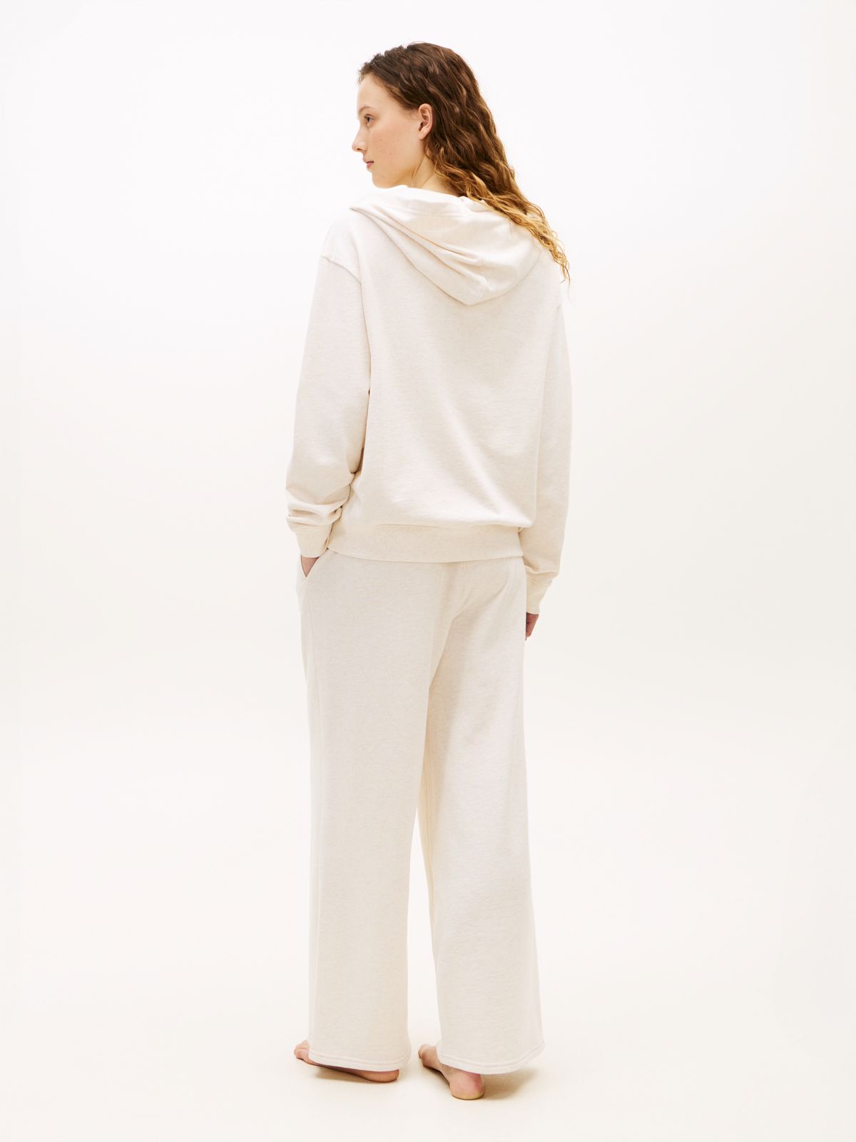 Essential Logo Zip-Thru Lounge Hoody — Beige