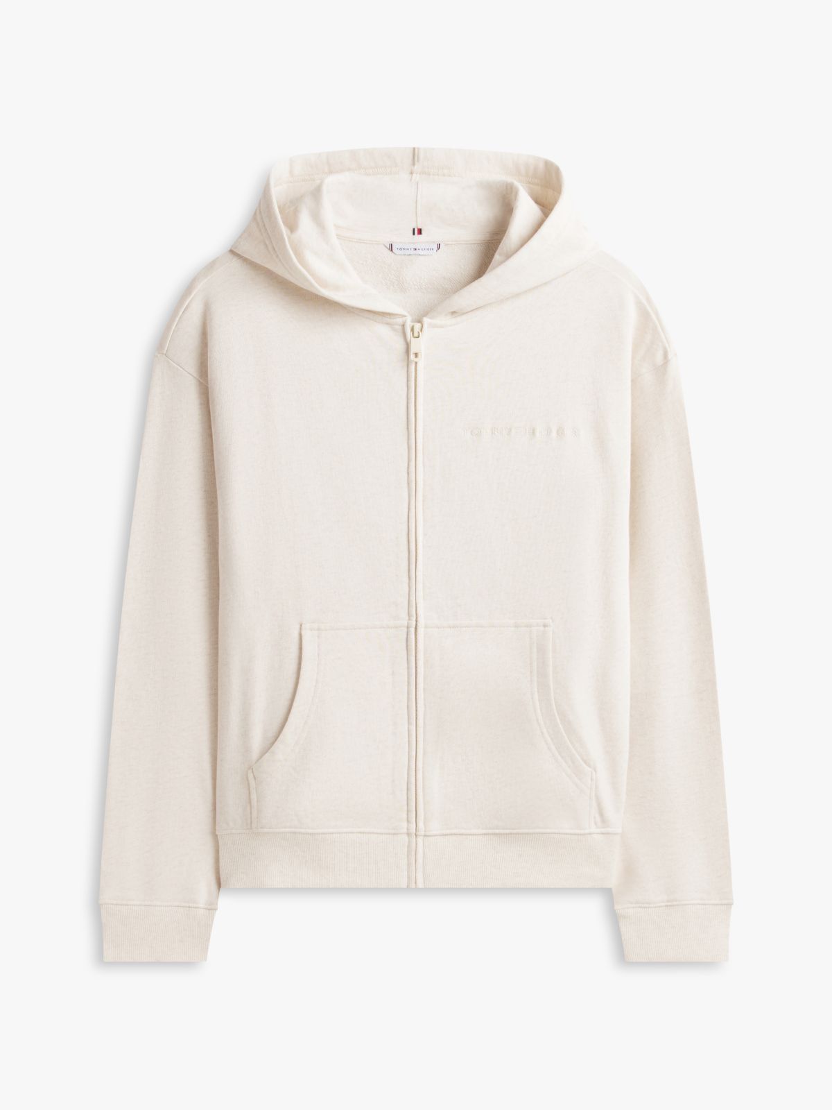 Essential Logo Zip-Thru Lounge Hoody — Beige