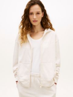 Essential Logo Zip-Thru Lounge Hoody — Beige 1