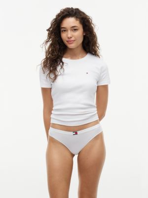white 3-pack heritage logo thongs for women tommy hilfiger