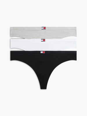 white 3-pack heritage logo thongs for women tommy hilfiger