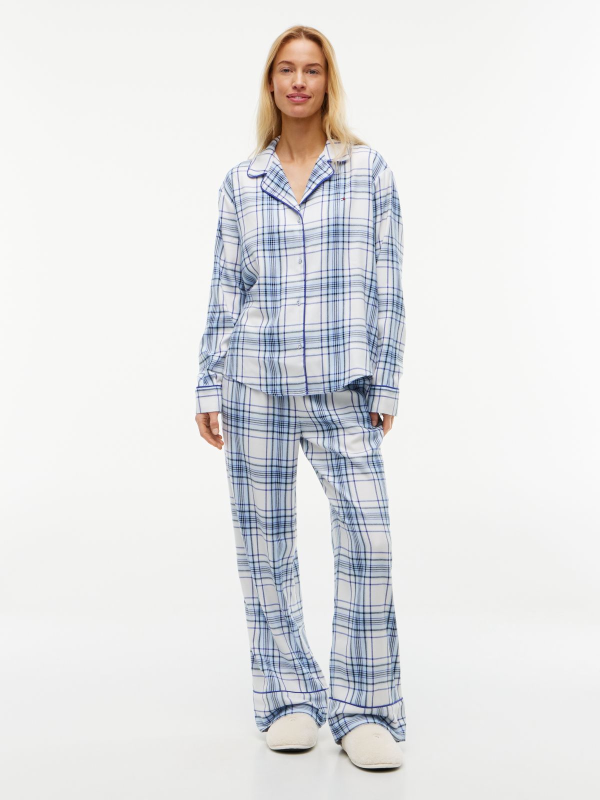 Essential Flannel Pyjamas And Slippers Gift Set — Blue
