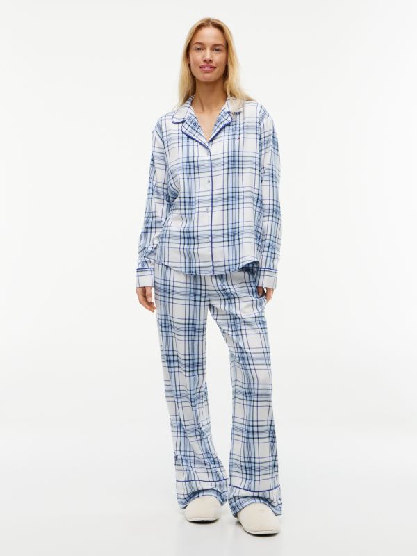 Essential Flannel Pyjamas And Slippers Gift Set — Blue