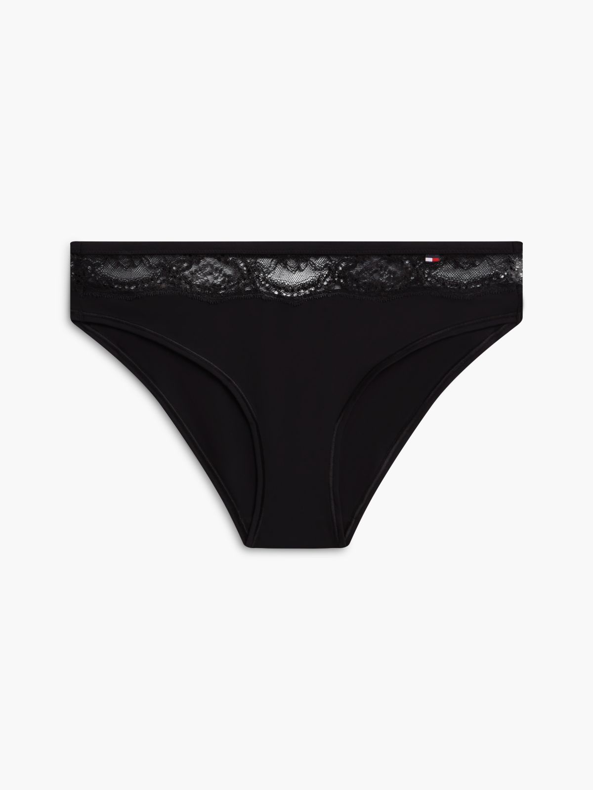 Lace Trim Microfibre Briefs — Black