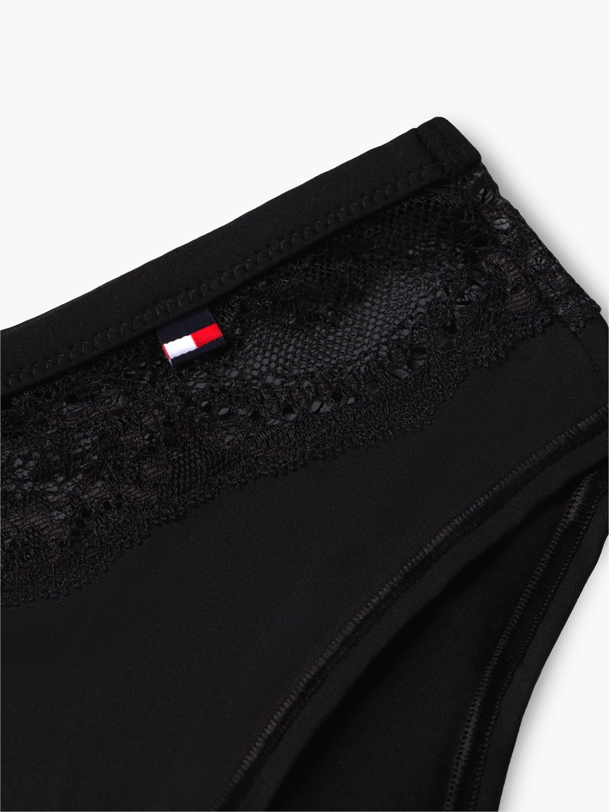 Lace Trim Microfibre Briefs — Black