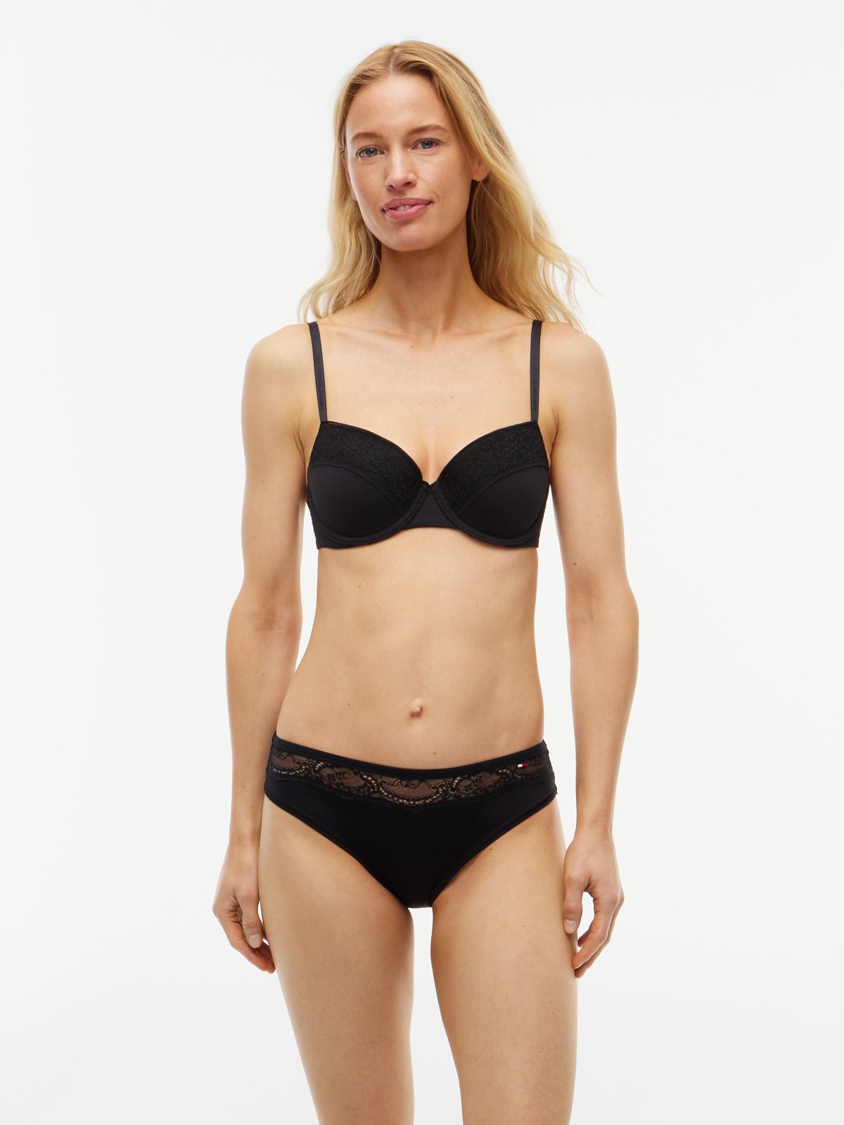 Lace Trim Microfibre Briefs — Black