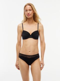 Lace Trim Microfibre Briefs — Black 1