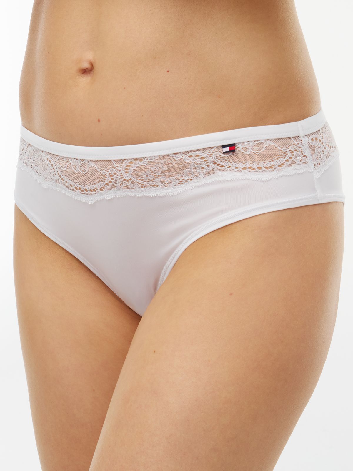 Lace Trim Microfibre Briefs — White