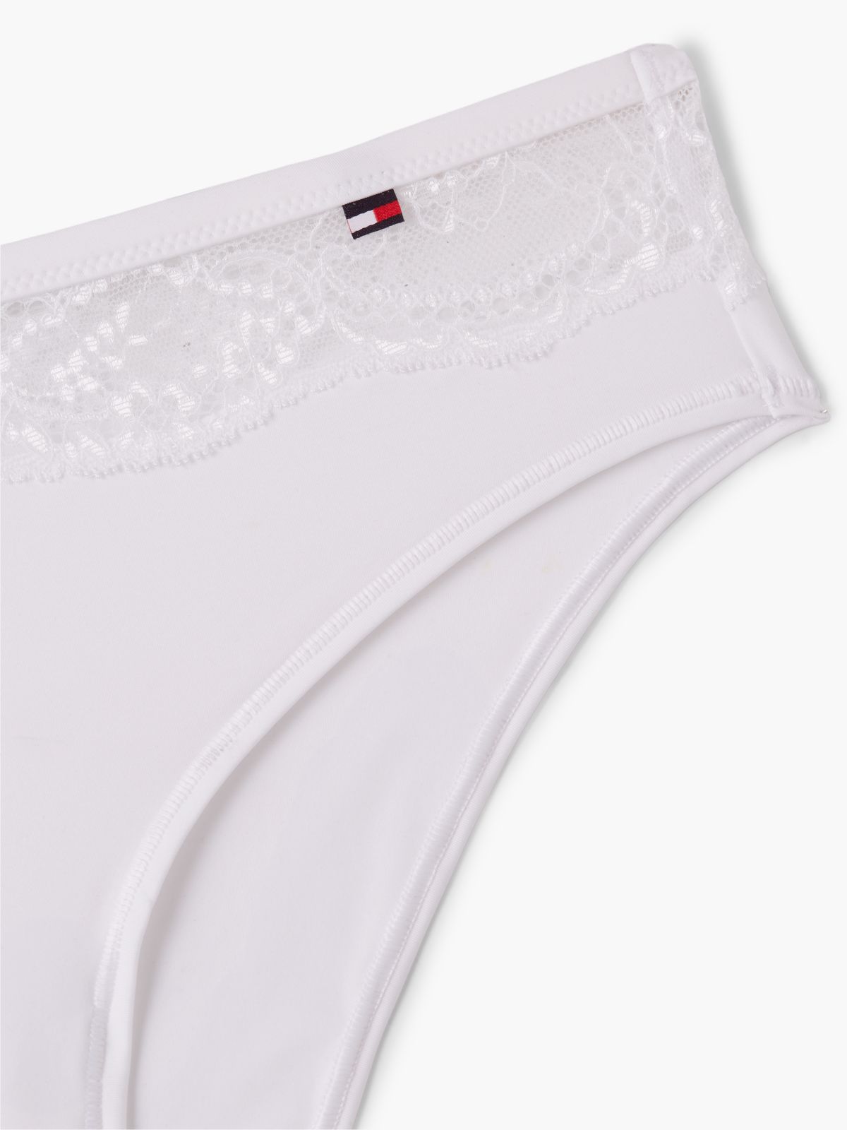 Lace Trim Microfibre Briefs — White
