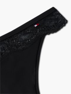 Lace Trim Microfibre Thong — Black 6