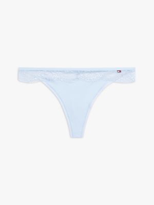 blue lace trim microfibre thong for women tommy hilfiger