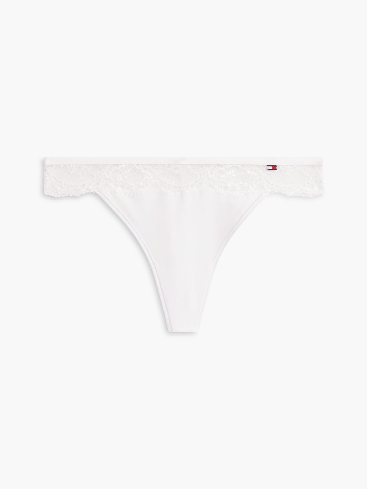 Lace Trim Microfibre Thong — White