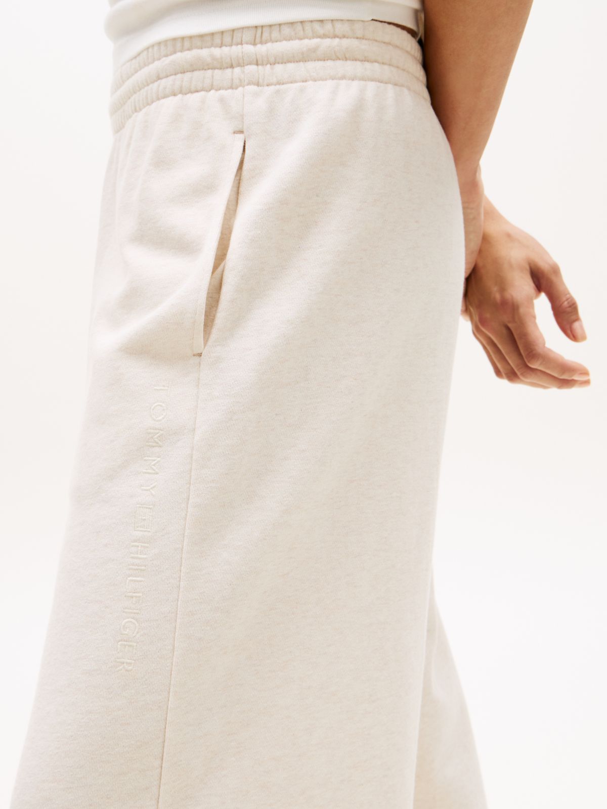 Essential Logo Wide Leg Lounge Trousers — Beige