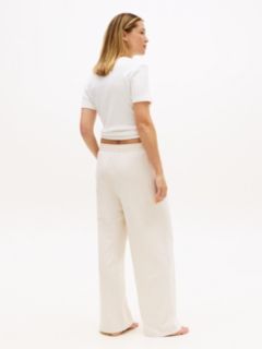 Essential Logo Wide Leg Lounge Trousers — Beige 4