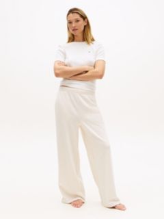 Essential Logo Wide Leg Lounge Trousers — Beige 1