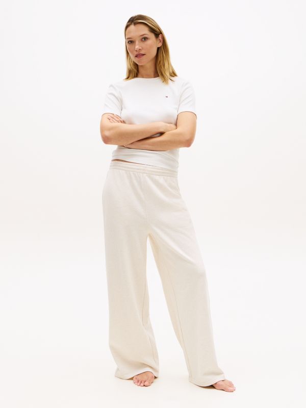Essential Logo Wide Leg Lounge Trousers — Beige