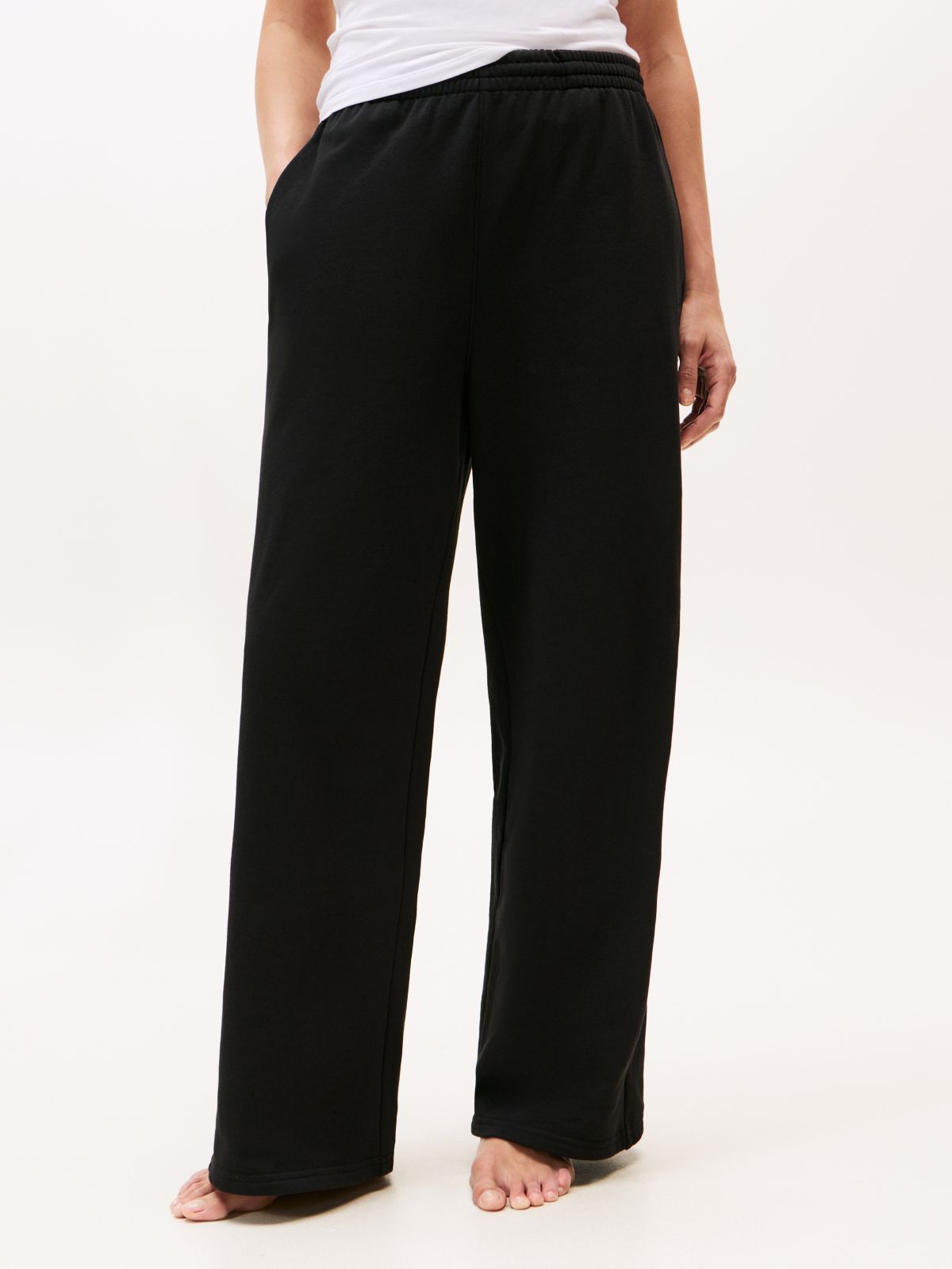 Essential Logo Wide Leg Lounge Trousers — Black