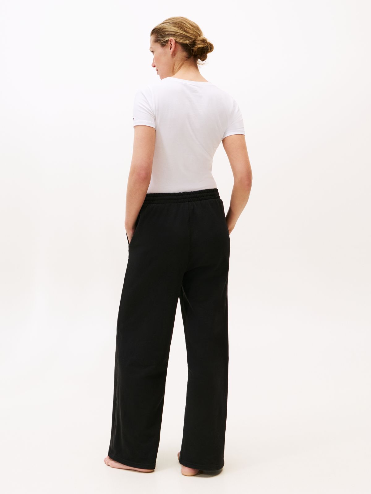 Essential Logo Wide Leg Lounge Trousers — Black