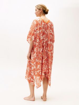 kolorowy kwiatowy kaftan plażowy dla kobiety - tommy hilfiger