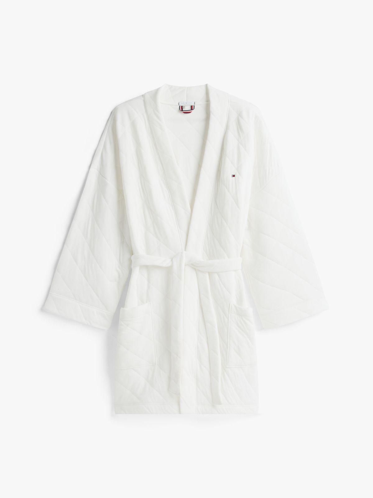 Essential Quilted Jacquard Jersey Robe — White
