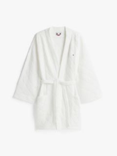 Essential Quilted Jacquard Jersey Robe — White 5