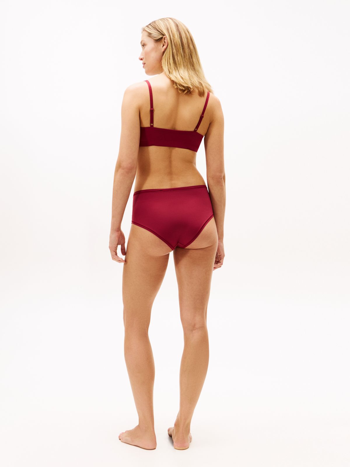 Essential Tonal Logo Unpadded Bralette — Red
