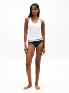 Print Repeat Logo Waistband Thong — Beige 3