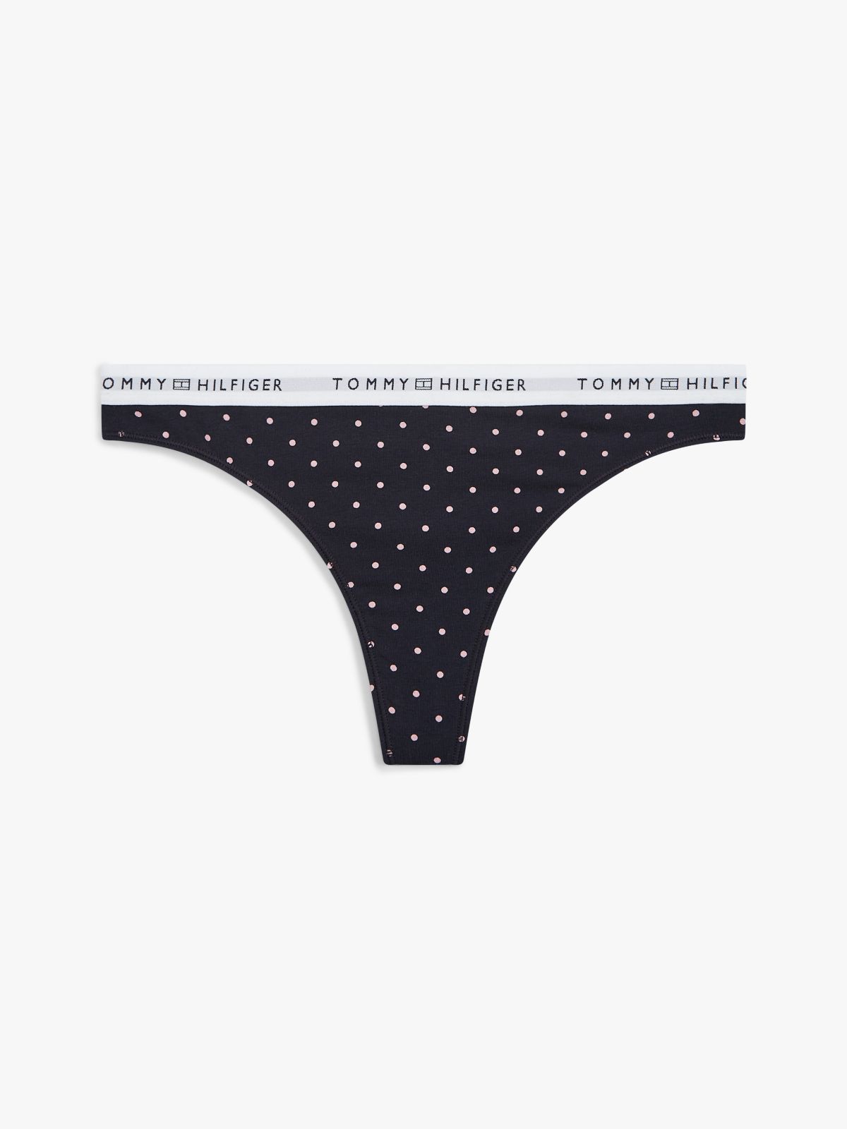 Print Repeat Logo Waistband Thong — Beige