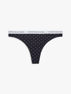 Print Repeat Logo Waistband Thong — Beige 1