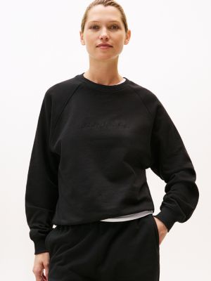 black essential terry lounge sweatshirt for women tommy hilfiger