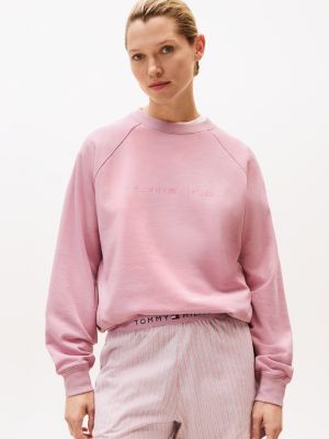 pink essential terry lounge sweatshirt for women tommy hilfiger
