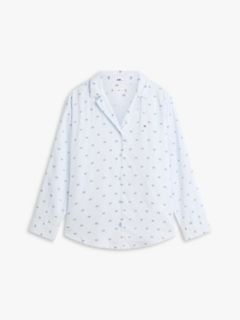 Essential Print Embroidery Relaxed Pyjama Shirt — Blue 5