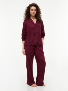 Essential Print Embroidery Relaxed Pyjama Shirt — Red 2