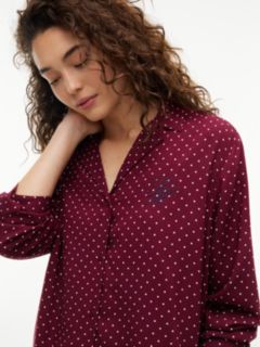 Essential Print Embroidery Relaxed Pyjama Shirt — Red 3