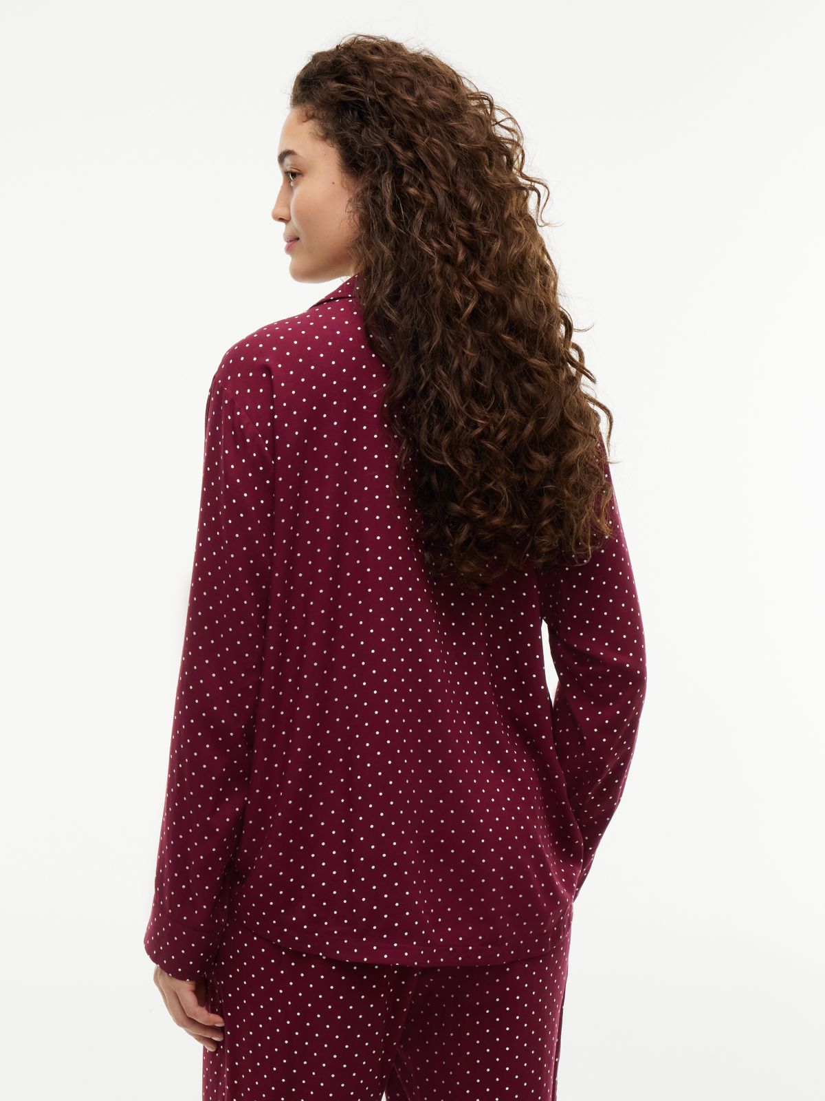 Essential Print Embroidery Relaxed Pyjama Shirt — Red