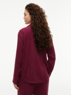 Essential Print Embroidery Relaxed Pyjama Shirt — Red 4