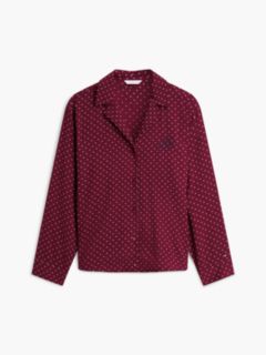 Essential Print Embroidery Relaxed Pyjama Shirt — Red 5