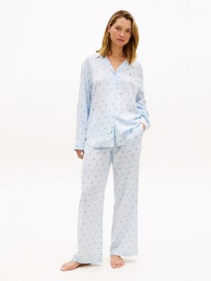 blue essential print pyjama bottoms for women tommy hilfiger