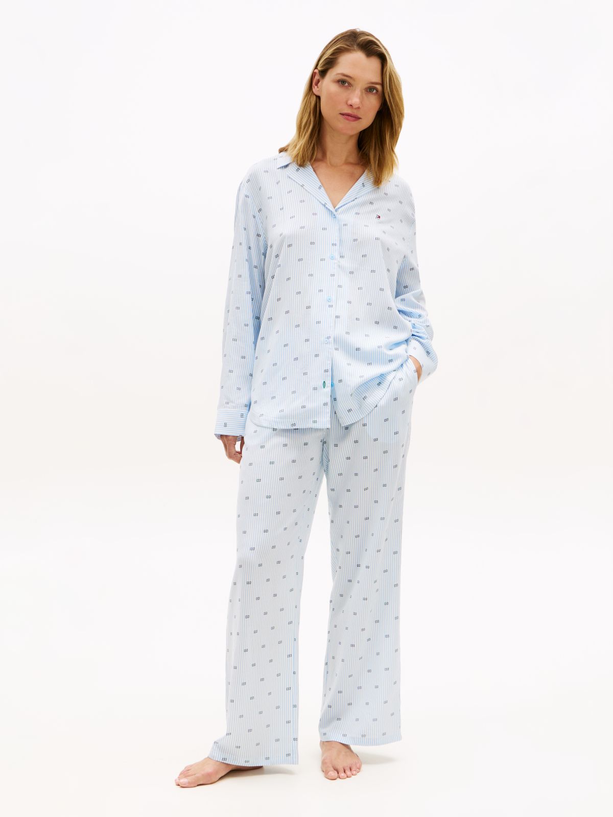 Essential Relaxed Drawstring Pyjama Bottoms — Blue