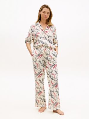 bas de pyjama essential à motif beige pour femmes tommy hilfiger