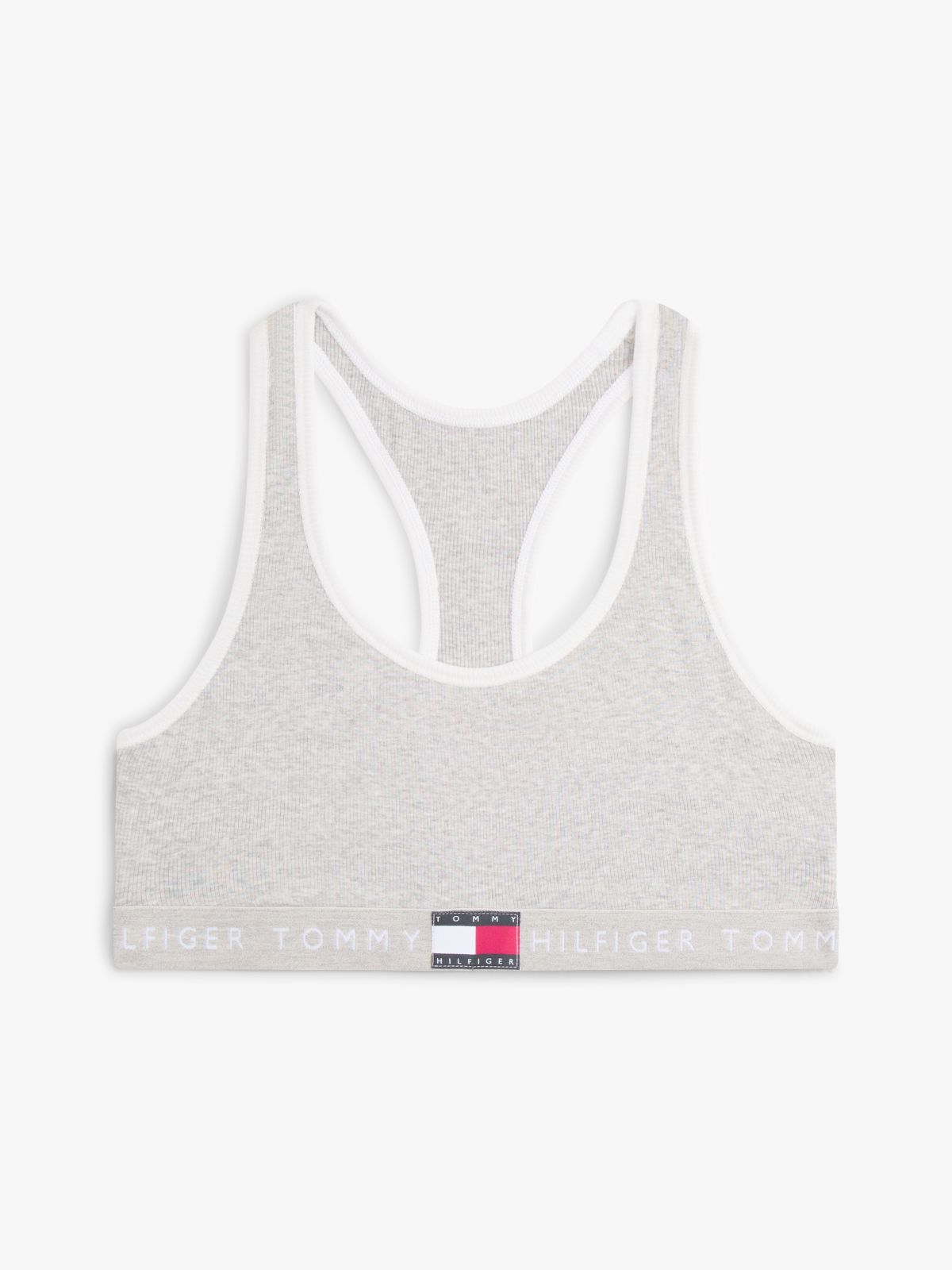Heritage Logo Ribbed Racerback Bralette — Grey